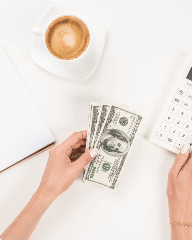 coffee, money, and a calculator for a supportive dietitian community